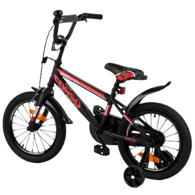 Велосипед Corso ST 16", сталь, ножные тормоза, противоударные диски с усиленной спицей, черно-красный