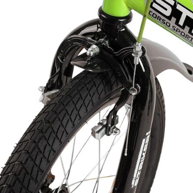 Велосипед Corso STRIKER 16", сталь, ножные тормоза, зеленый с черным