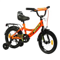 Велосипед Corso Maxis 14", сталь, ножные тормоза, сиденье с ручкой, оранжевый