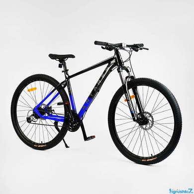 Велосипед Corso Antares 29", алюміній, рама 19", обладнання Shimano Altus, вилка Suntour, 24 швидкості, чорний з синім (AR-29103)