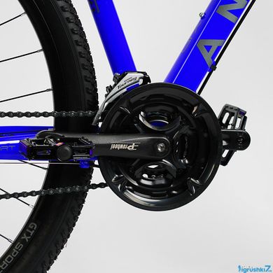 Велосипед Corso Antares 29", алюміній, рама 19", обладнання Shimano Altus, вилка Suntour, 24 швидкості, чорний з синім (AR-29103)