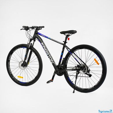 Велосипед Corso Kingston, 29", рама алюмінієва 19", обладнання L-TWOO 27 швидкостей, чорний з синім (KN-29208)