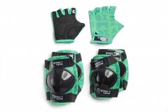 Захист для дітей Green Cycle FLASH наколінники, налокотники, рукавички , зелені