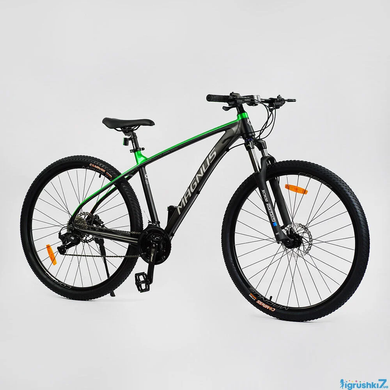 Велосипед Corso "Magnus" 29" MG-80055 рама алюмінієва 19", гідравлічні гальма Shimano, обладнання L-TWOO 27 швидкостей, зелений з чорним