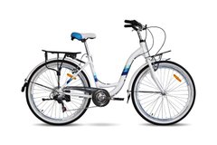 Велосипед 26' Atlantic Madeira NX, алюминий, рама M/17'/44см с багажником бело-голубой