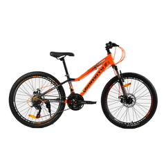 Велосипед Corso «Gravity» 24" дюйма GR-24005 рама алюминиевая 12’’, оборудование Shimano 21 скорость, оранжевый с черным