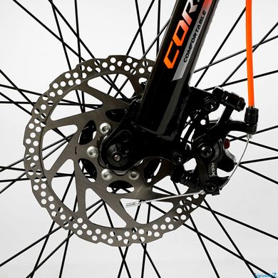 Велосипед Corso «Gravity» 24" дюйма GR-24005 рама алюминиевая 12’’, оборудование Shimano 21 скорость, оранжевый с черным