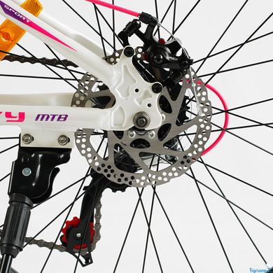 Велосипед Corso «Gravity» 24" дюйми GR-24088 рама алюмінієва 12’’, обладнання Shimano 21 швидкість, малиновий з білим