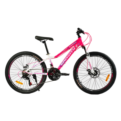 Велосипед Corso «Gravity» 24" дюйми GR-24088 рама алюмінієва 12’’, обладнання Shimano 21 швидкість, малиновий з білим