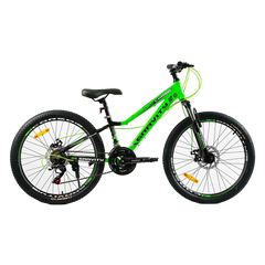 Велосипед Corso «Gravity» 24" дюйма GR-24275 рама алюминиевая 12’’, оборудование Shimano 21 скорость, черный с зеленым
