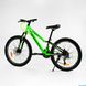 Велосипед Corso «Gravity» 24" дюйми GR-24275 рама алюмінієва 12’’, обладнання Shimano 21 швидкість, чорний з зеленим - 3
