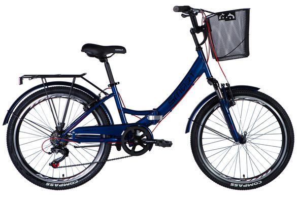 Велосипед сталь 24 Formula SMART FRW AM Vbr трещотка рама-15" синій з багажником задн St з крилом St 2024