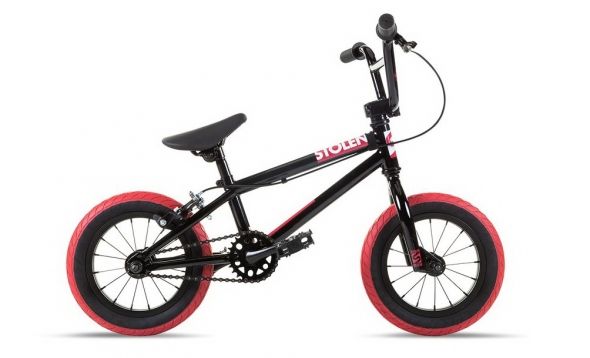Велосипед BMX 12 "Stolen AGENT BLACK W / DARK RED TIRES 2021