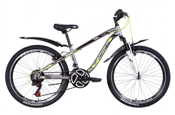 Велосипед 24" Discovery FLINT AM серебристо-черный с желтым 2021