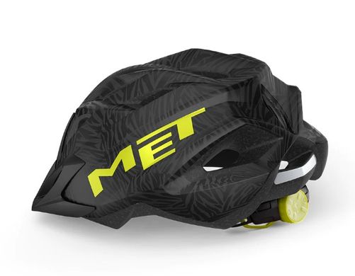 Шлем подростковый MET CrackerJack (52-57 cm) с мигалкой Black Texture Green | Matt