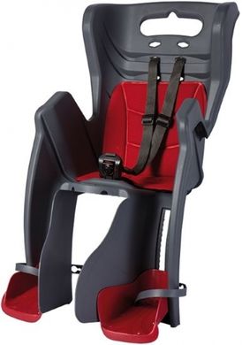 Сидіння заднє (дитяче велокрісло) Bellelli LITTLE DUCK Standart до 22 кг, сіре з червоною підкладкою