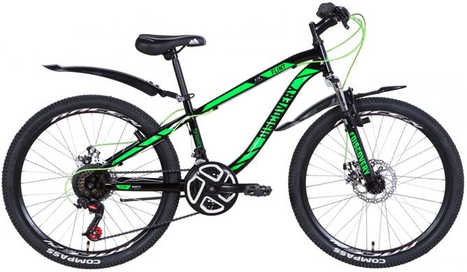 Велосипед 24 "Discovery FLINT AM DD чорно-зелений з білим 2021