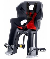 Сидіння переднє (дитяче велокрісло) Bellelli RABBIT B-Fix до 15 кг, сріблясте з червоною підкладкою