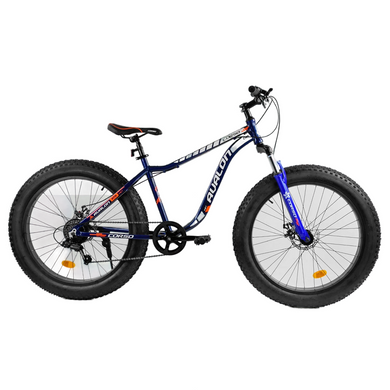 Велосипед CORSO «Avalon» 26 " 14319 ФЕТБАЙК, рама алюмінієва, обладнання Shimano 7 швидкостей, чорно-синій