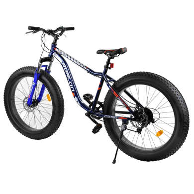 Велосипед CORSO «Avalon» 26 " 14319 ФЕТБАЙК, рама алюмінієва, обладнання Shimano 7 швидкостей, чорно-синій