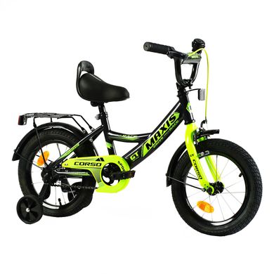 Велосипед Corso Maxis 14", сталь, ножні гальма, сидіння з ручкою, чорний з жовтим