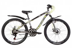 Велосипед 24" Discovery FLINT AM DD серебристо-черный с желтым 2021