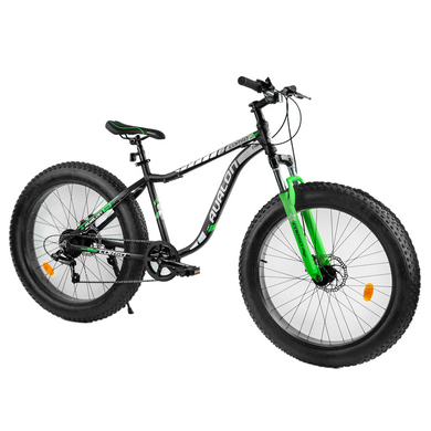 Велосипед CORSO «Avalon» 26" 95583 ФЕТБАЙК, рама алюмінієва, обладнання Shimano 7 швидкостей, чорно-зелений