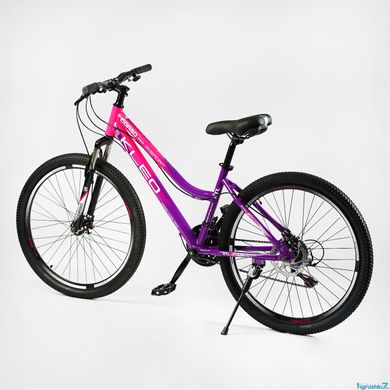 Велосипед Corso «KLEO» 26" KL-26157 рама сталева 15’’, перемикачі Saiguan, 21 швидкість, фіолетовий з рожевим