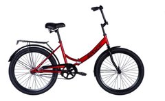 Велосипед складной  24" SPACE COMET (050), сталь  тормозная рама-16" красный с багажником задн St с крылом St 2024