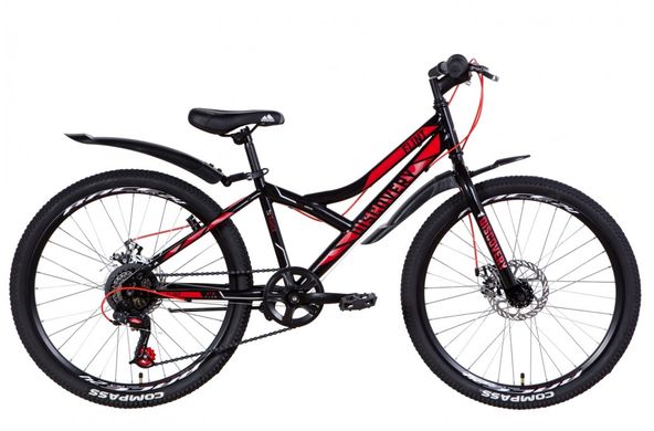 Велосипед 24 "Discovery FLINT DD чорно-червоний з сірим 2021