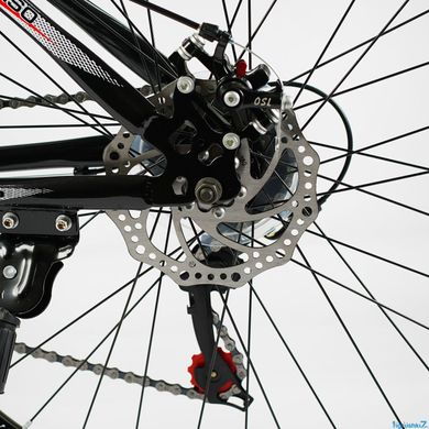 Велосипед Corso «KLEO» 26" KL-26659 рама сталева 15’’, перемикачі Saiguan, 21 швидкість, червоний з чорним