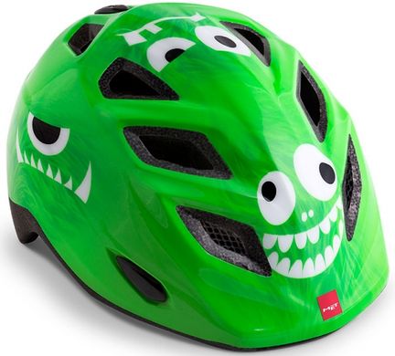Шлем детский MET Elfo Genio с мигалкой Green Monsters glossy