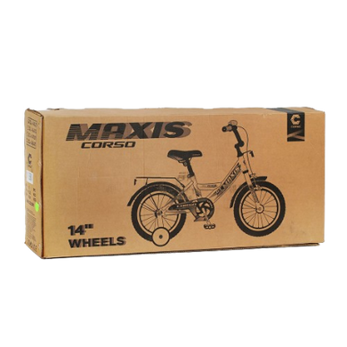 Велосипед Corso Maxis 14", сталь, ножні гальма, з кошиком малиновий