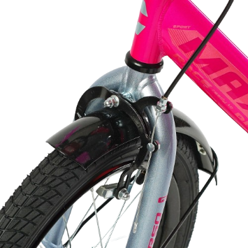 Велосипед Corso Maxis 16", сталь, ножные тормоза, с корзинкой малиновый