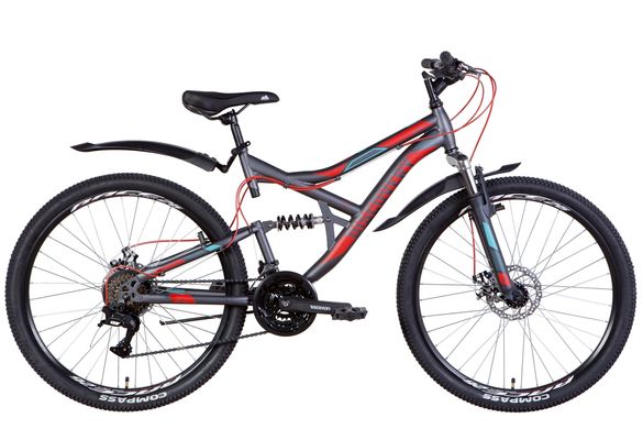 Велосипед 26" Discovery CANYON AM2 DD 2022 (темно-сірий з червоним та блакитним (м))