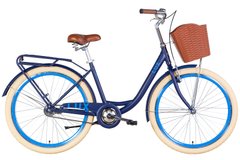 Велосипед 26" Dorozhnik LUX Velosteel, сталь, з багажникомм та кошиком, синій з блакитним (м) 2024