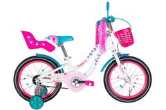 Велосипед 16" Formula FLOWER PREMIUM 2024 (белый с розовым и бирюзовым)