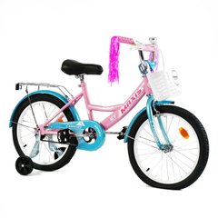Велосипед Corso Maxis 18", сталь, ножные тормоза, с корзинкой, голубой с розовым