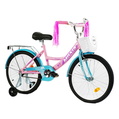 Велосипед Corso Maxis 20", сталь, ножні гальма, з кошиком, рожеві з блакитним