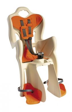 Сидіння заднє (дитяче велокрісло) Bellelli B-one Сlamp (на багажник) до 22 кг, бежеве з помаранчевої підкладкою