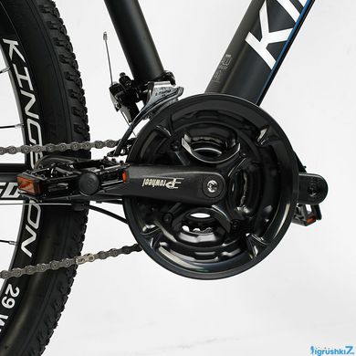 Велосипед Corso Kingston 29", рама алюминиевая 19", оборудование L-TWOO 27 скоростей, черный с синим (KN-29208)
