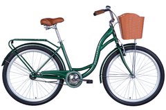 Велосипед ST 26" Dorozhnik AQUAMARINE тормозная с багажником задн St с корзиной Pl с крылом St 2024 (зеленый)