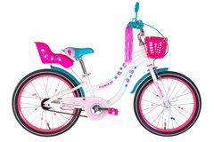 Велосипед 20" Formula FLOWER PREMIUM 2024(белый с розовым и бирюзовым)