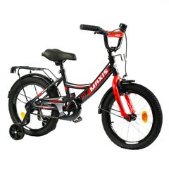 Велосипед Corso Maxis 16", сталь, ножные тормоза, сиденье с ручкой, черный с красным