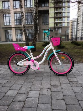 Велосипед 20" Formula FLOWER PREMIUM 2024 (білий з рожевим та бирюзовим)