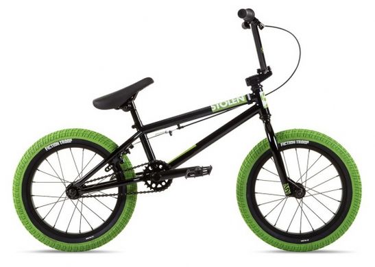 Велосипед BMX 16 "Stolen AGENT BLACK W / NEON GREEN TIRES 2021
