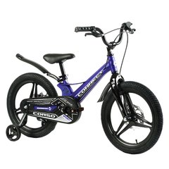 Велосипед Corso Connect 18", магнієва рама, литі диски, дискові гальма, синій з чорним