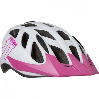 Шлем подростковый Lazer J1 c мигалкой розово-белый 52-56 см