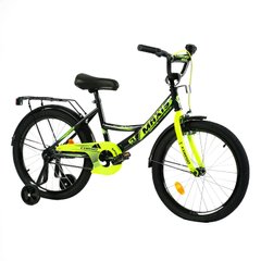 Велосипед Corso Maxis 20", сталь, ножные тормоза, сиденье с ручкой, черный с желтым