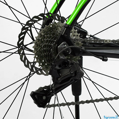 Велосипед Corso "Magnus" 29" MG-80055 рама алюминиевая 19", гидравлический тормоз Shimano, оборудование L-TWOO 27 скоростей, зеленый с черным